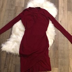 knitted long sleeve mini dress